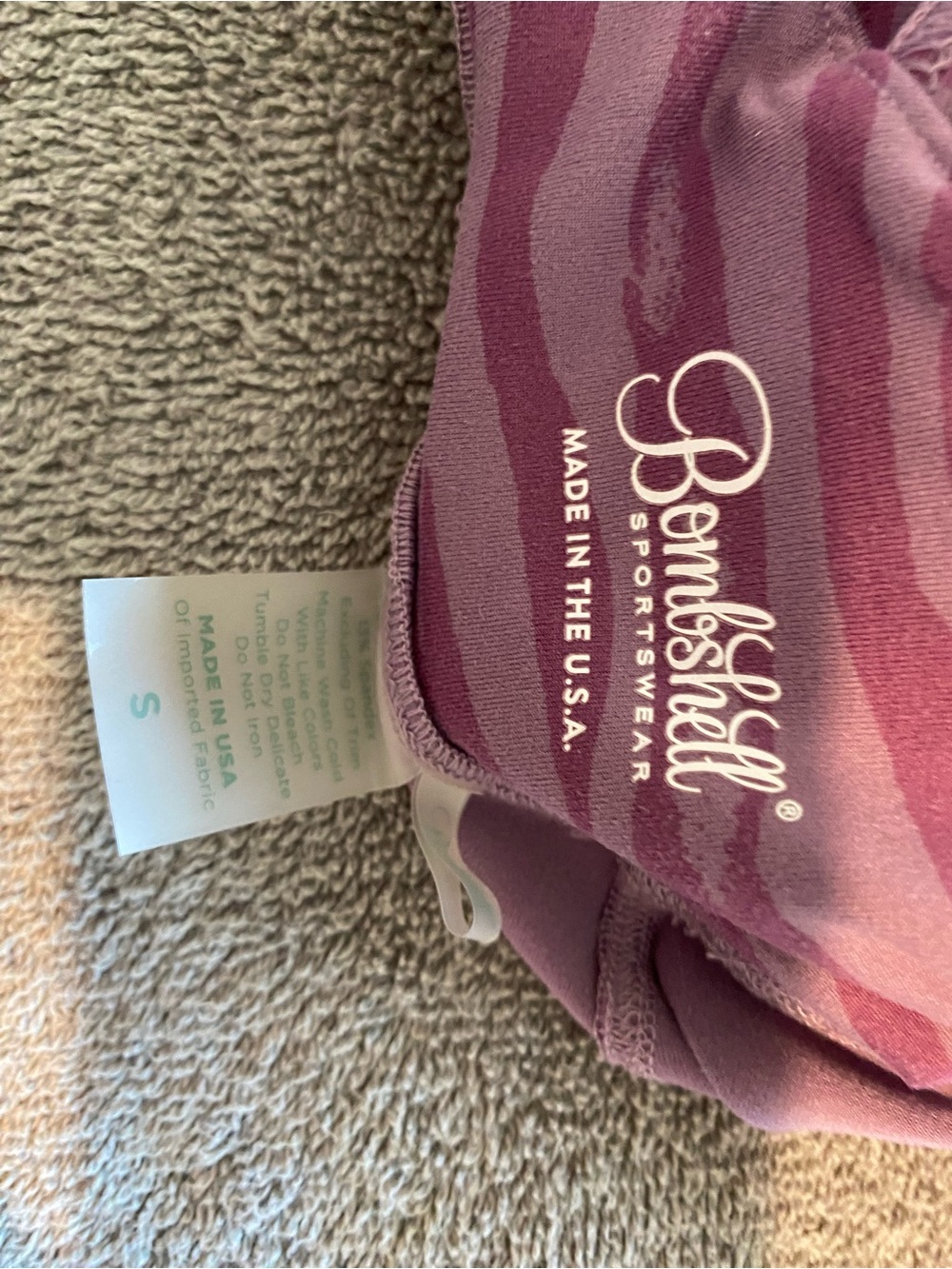 Bombshell Sportswear Mauve Zebra-Stripe Active Leggings - Picture 4 of 4
